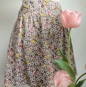 Old Navy-Vintage 2000's-Dainty-Brown Floral-Mini Skirt-Cottagecore-Size Medium
